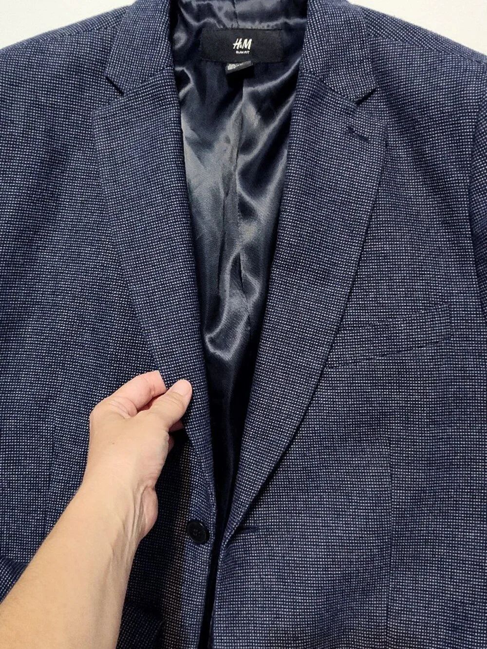HM H&M 42R mens men slim fit blazer suit jacket blue like new